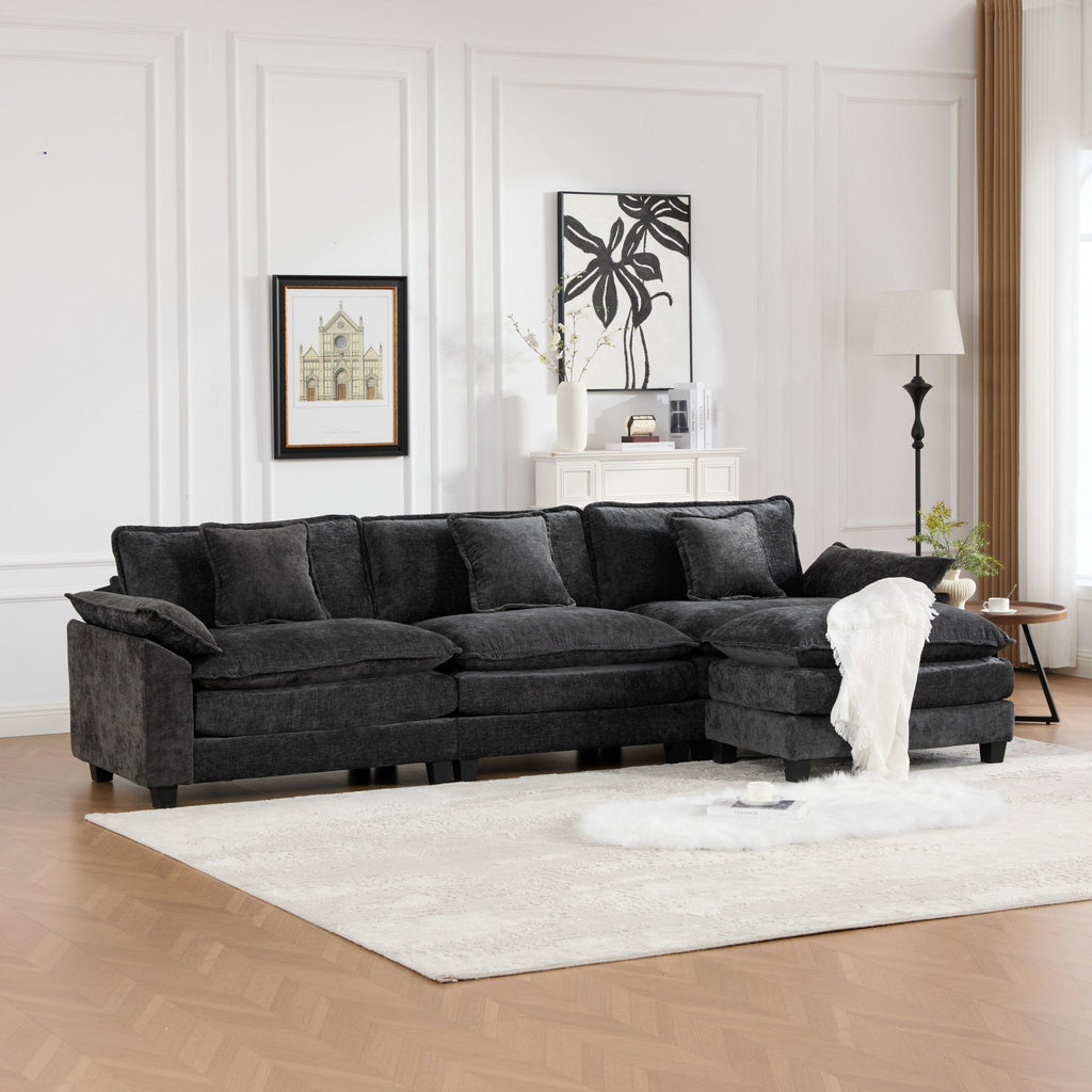 Modern Comfy Upholstered Seat Cushion Sectional Couch (Ottoman is Not Included)