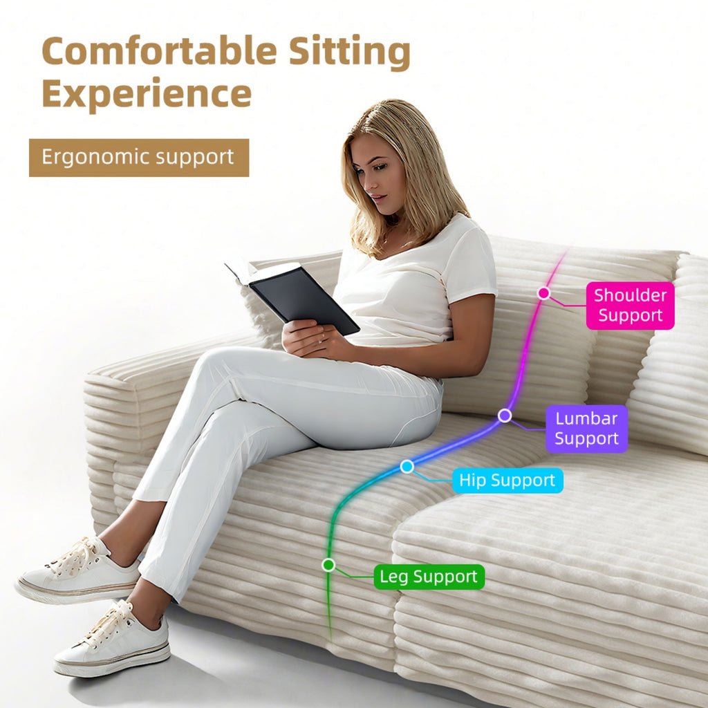 82.7' Modern Comfy Cloud Couch Sofa with Soft Pillows + Ottomans Option