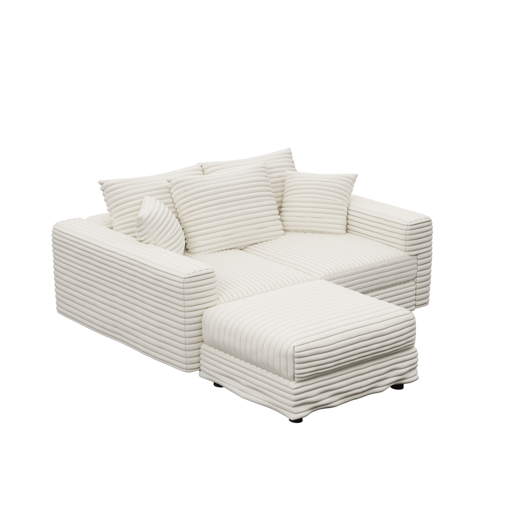 82.7' Modern Comfy Cloud Couch Sofa with Soft Pillows + Ottomans Option