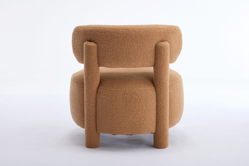 Fur/Teddy Fabric Armless Accent Chair with Curved Backrest