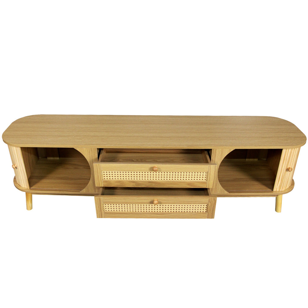 Modern Farmhouse Rattan TV Stand  Up to 75''