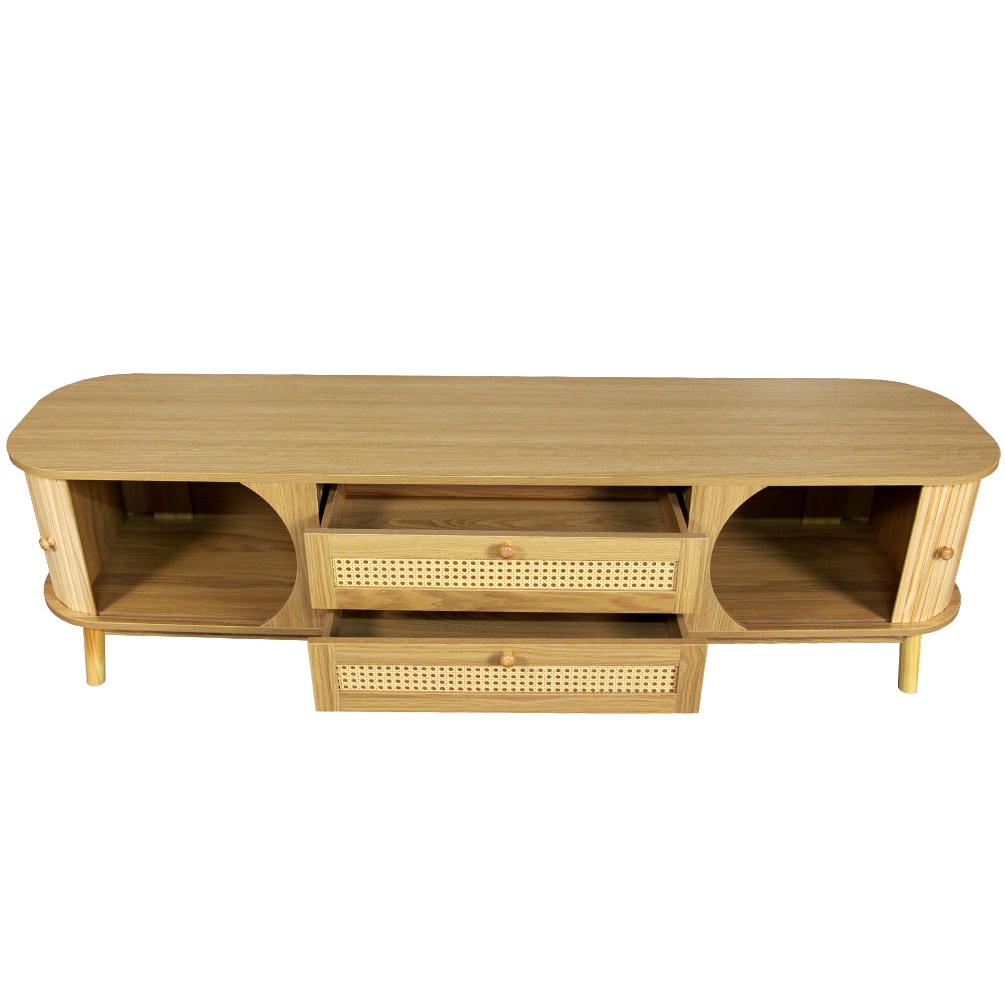 Modern Farmhouse Rattan TV Stand  Up to 75''