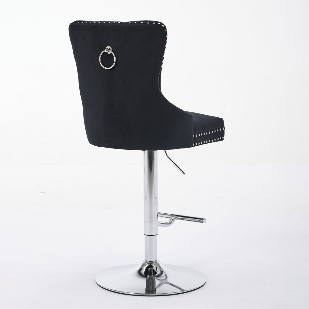 Modern Upholstered Swivel Velvet Barstools (Set of 2)