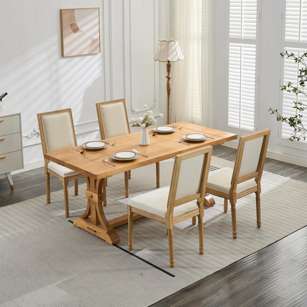 French Louis Dining Chairs with Square Backrest (Set of 2)