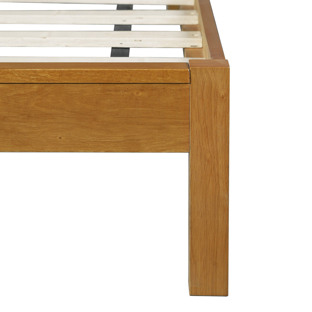 Mid Century Modern Bed With Natural Color Headboard