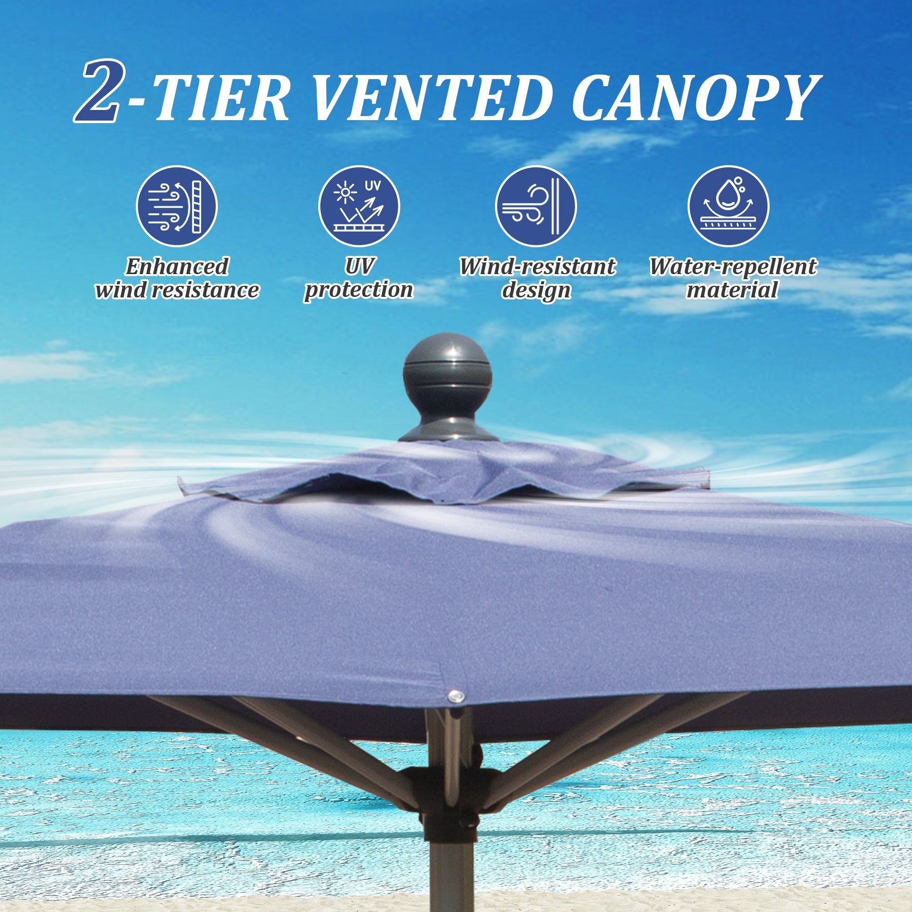 10ft Rectangle Patio Umbrella with Crank Lift and Tilt Function (Base Not Included)
