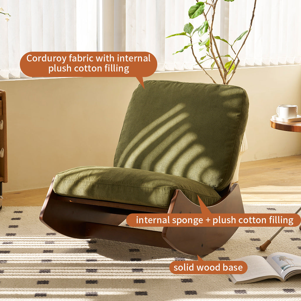 Corduroy Glider Rocking Chair with Solid Wood Frame