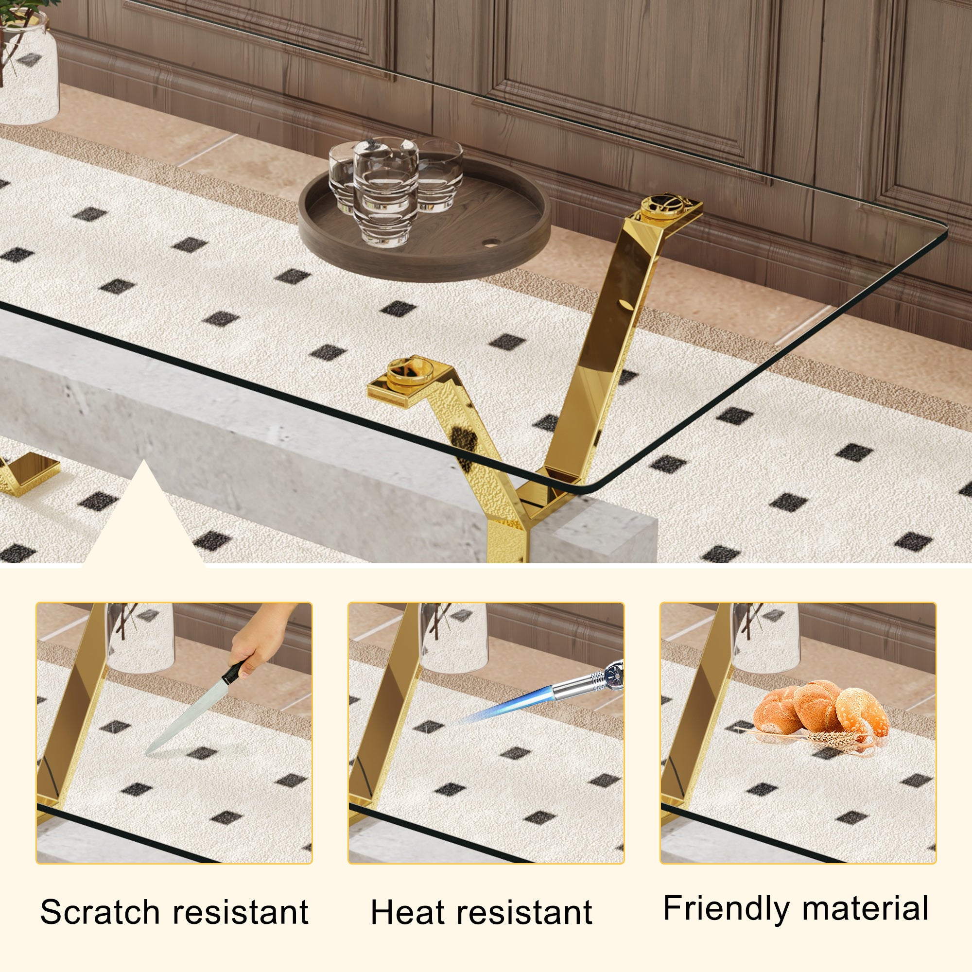 Elegant Transparent Tempered Glass Dining Set