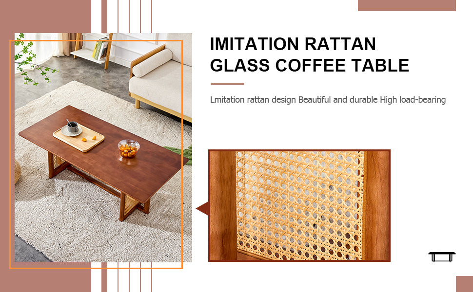 Chinese Style Rattan Solid Wood Coffee Low Table