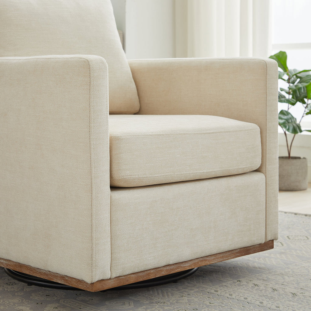 Modern Square Chenille Upholstered Swivel Accent Chair