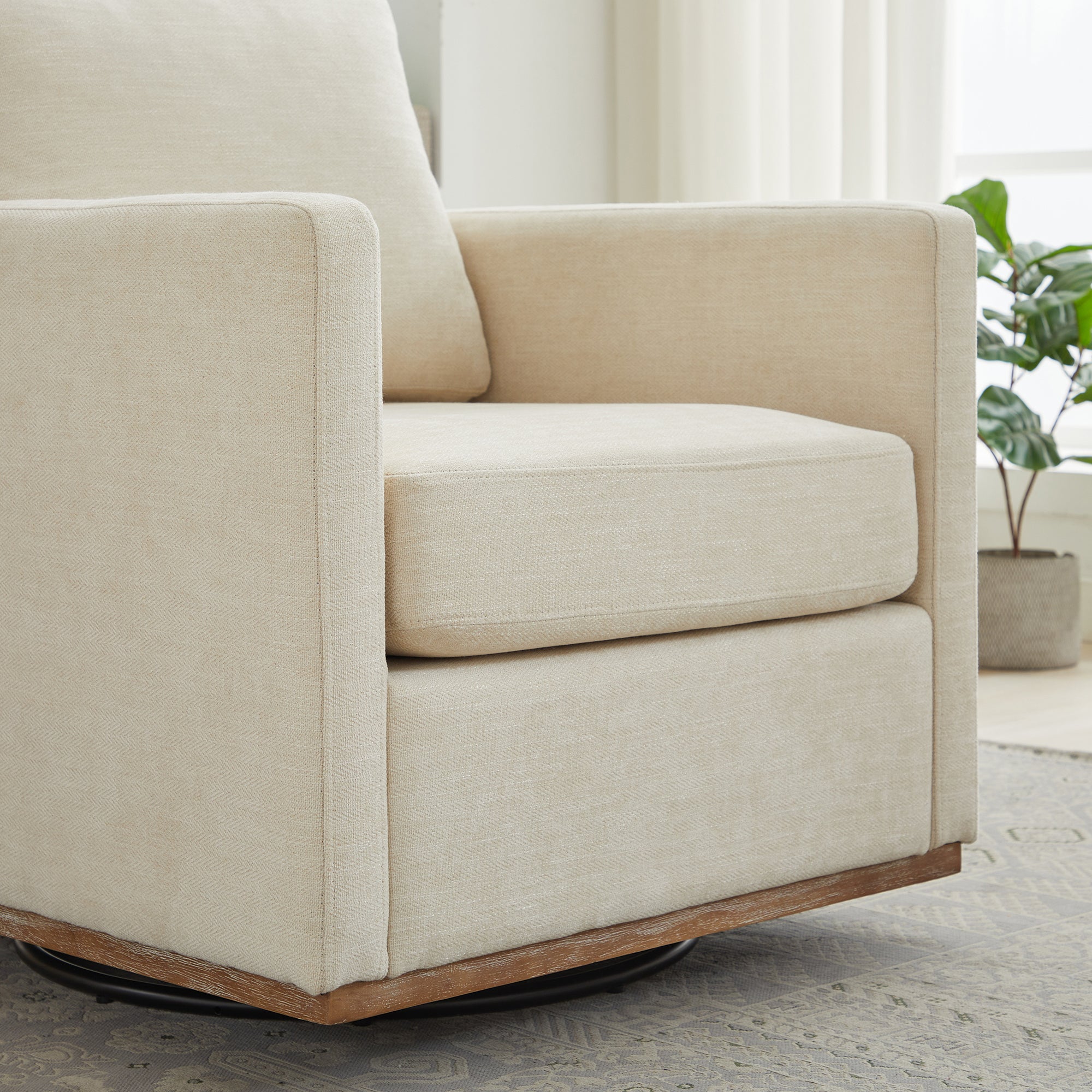 Modern Square Chenille Upholstered Swivel Accent Chair