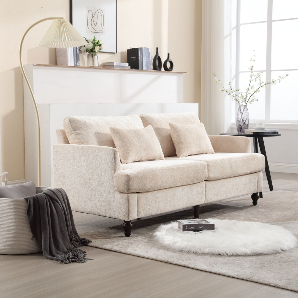 Mid Century Modern Chenille Fabric Loveseat Sofa