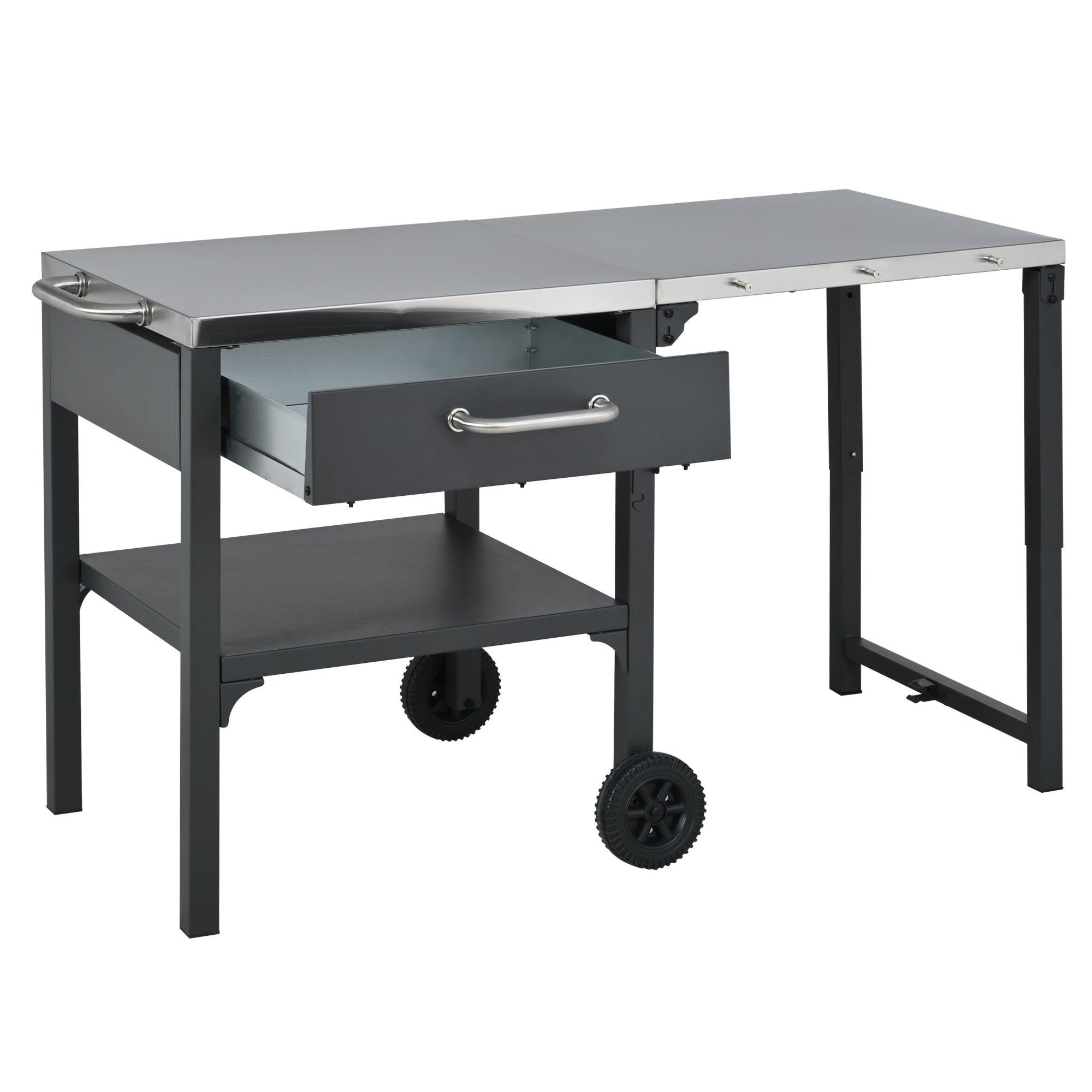 Foldable BBQ cart with storage, portable for backyard & patio cooking