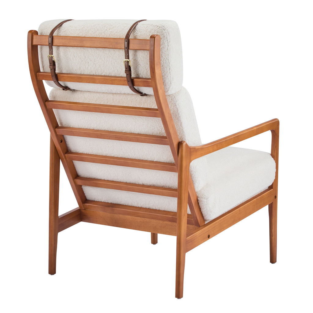 Modern Solid Wood Frame Ergonomic Accent Armchair with High Back