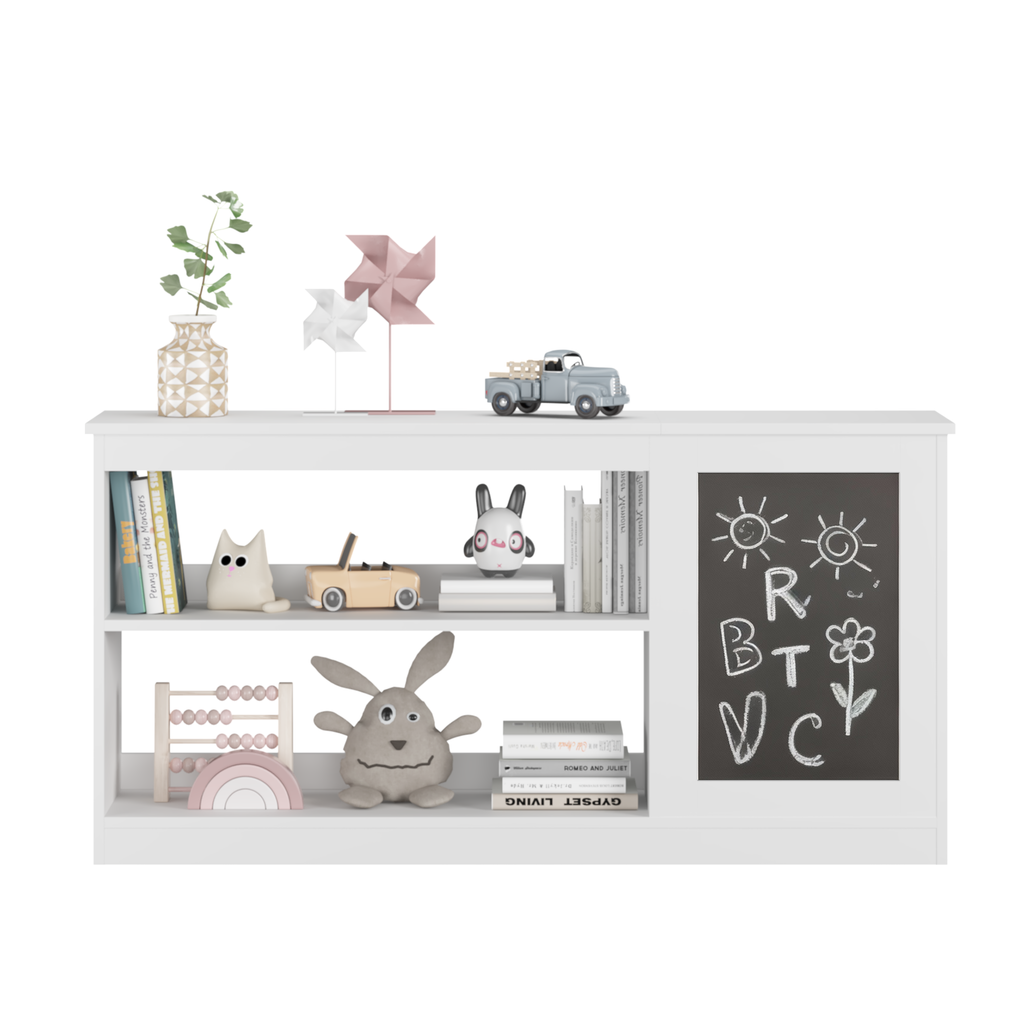Modern White 3-in-1 Kids Bookshelf and Toy Storage Cabinet