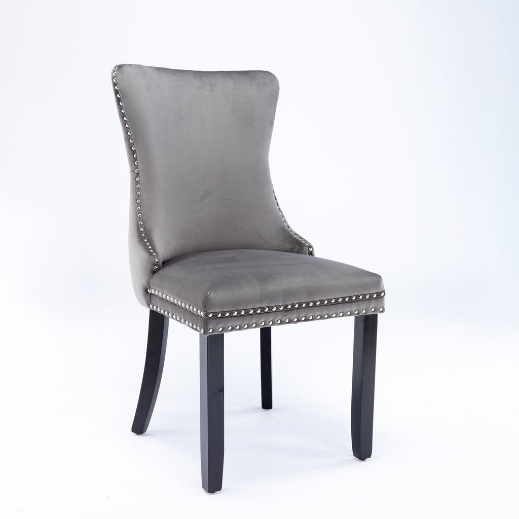 Modern Velvet Upholstered Wing-Back Dining Chairs (Set of 2)