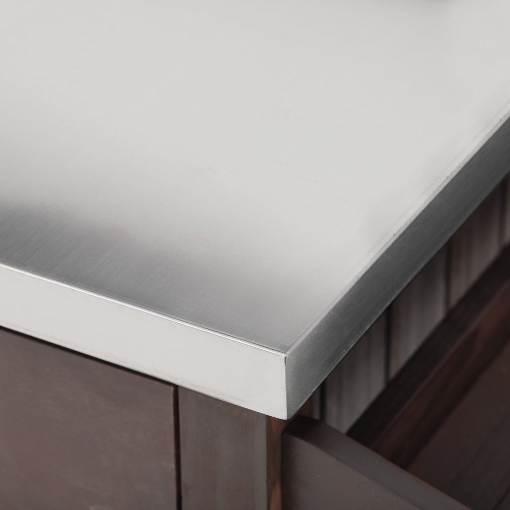54.1" Outdoor Kitchen Island with High Shelf, Stainless Steel Top & Storage Cabinet