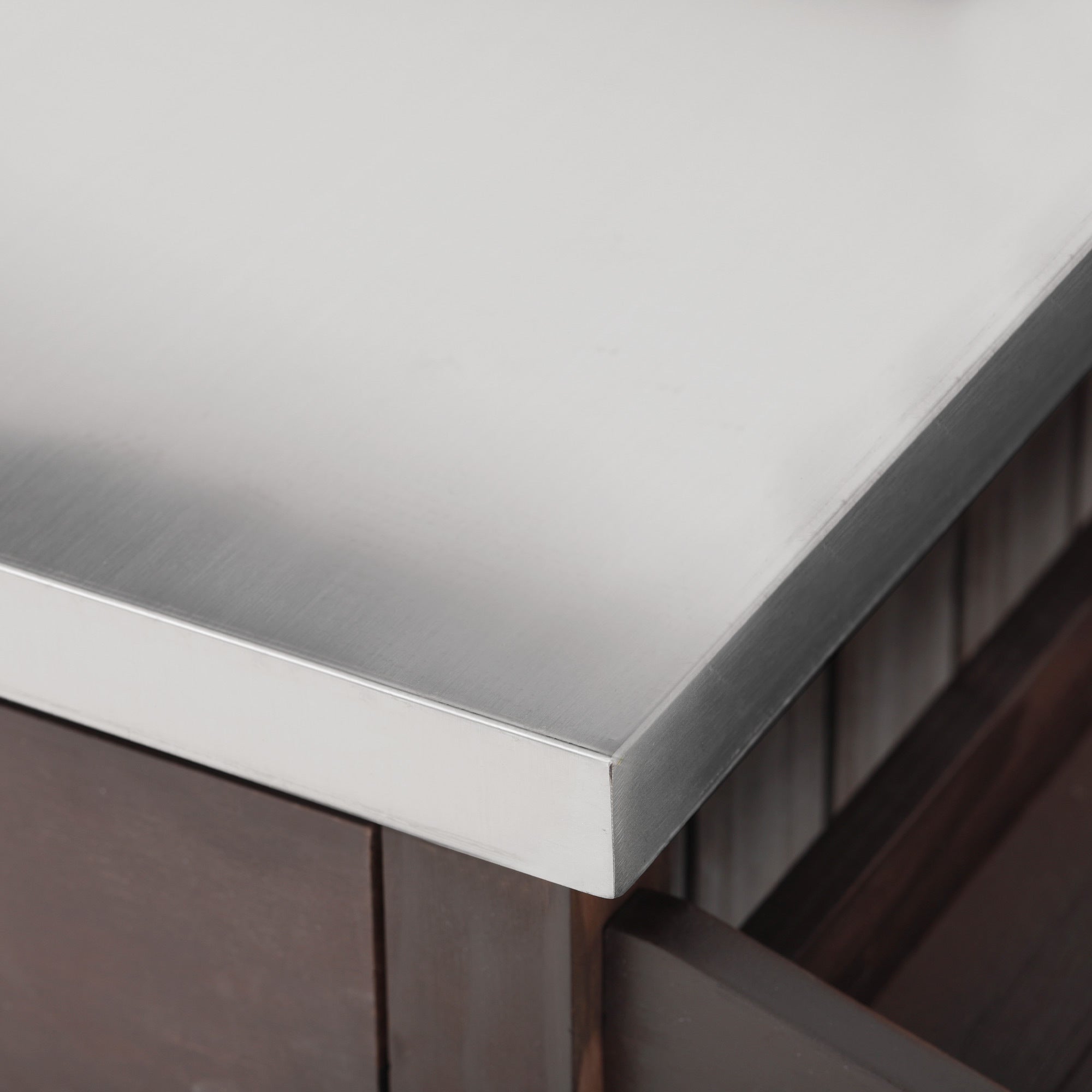 54.1" Outdoor Kitchen Island with High Shelf, Stainless Steel Top & Storage Cabinet