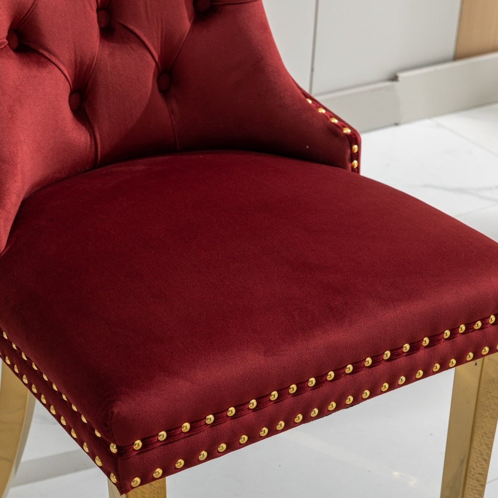 Modern High-end Tufted Solid Wood Velvet Dining Chairs (Set of 2)