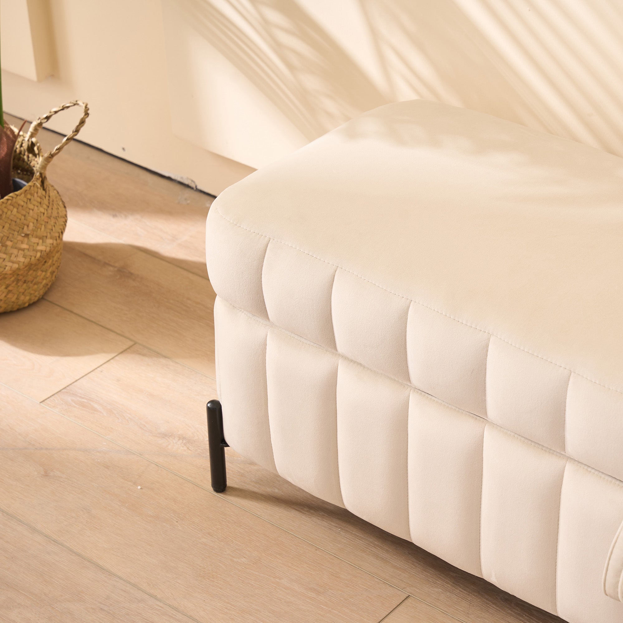 49.21' Wide Velvet Storage Soft Bench Footstool Ottoman