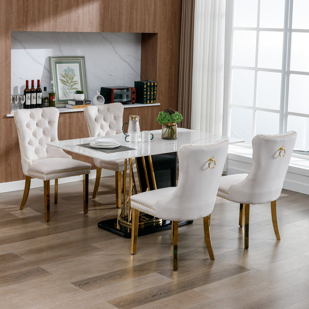 Modern High-end Tufted Solid Wood Velvet Dining Chairs (Set of 2)