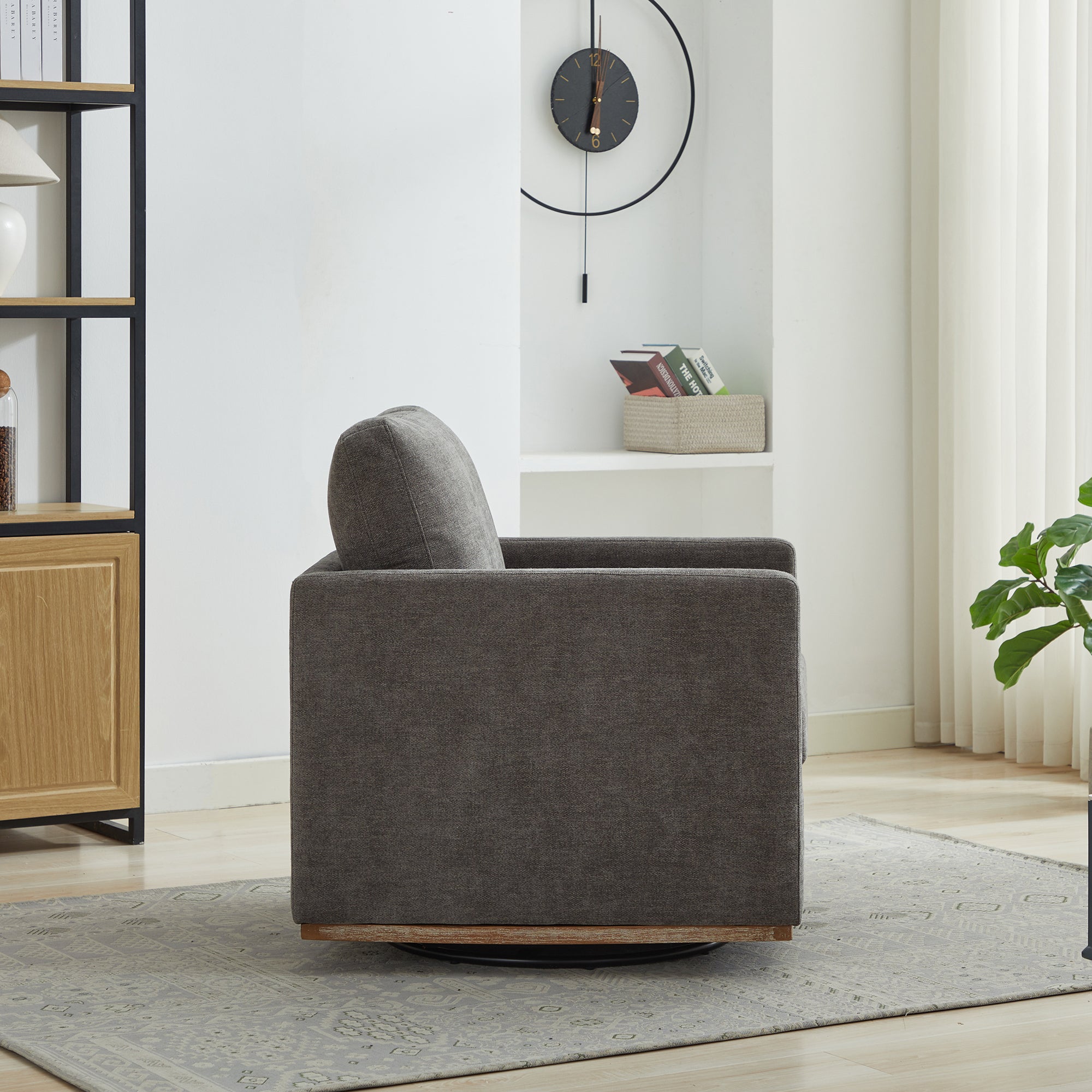 Modern Square Chenille Upholstered Swivel Accent Chair