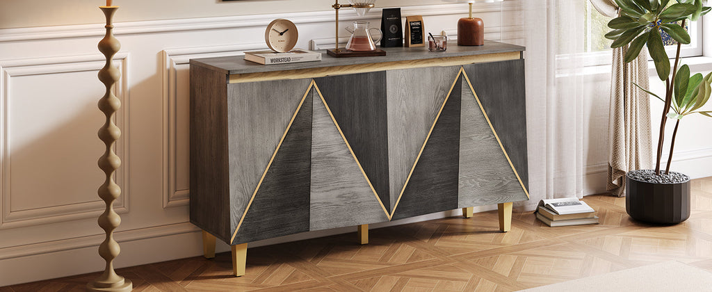60' Retro Sideboard Cabinet with Adjustable Shelves