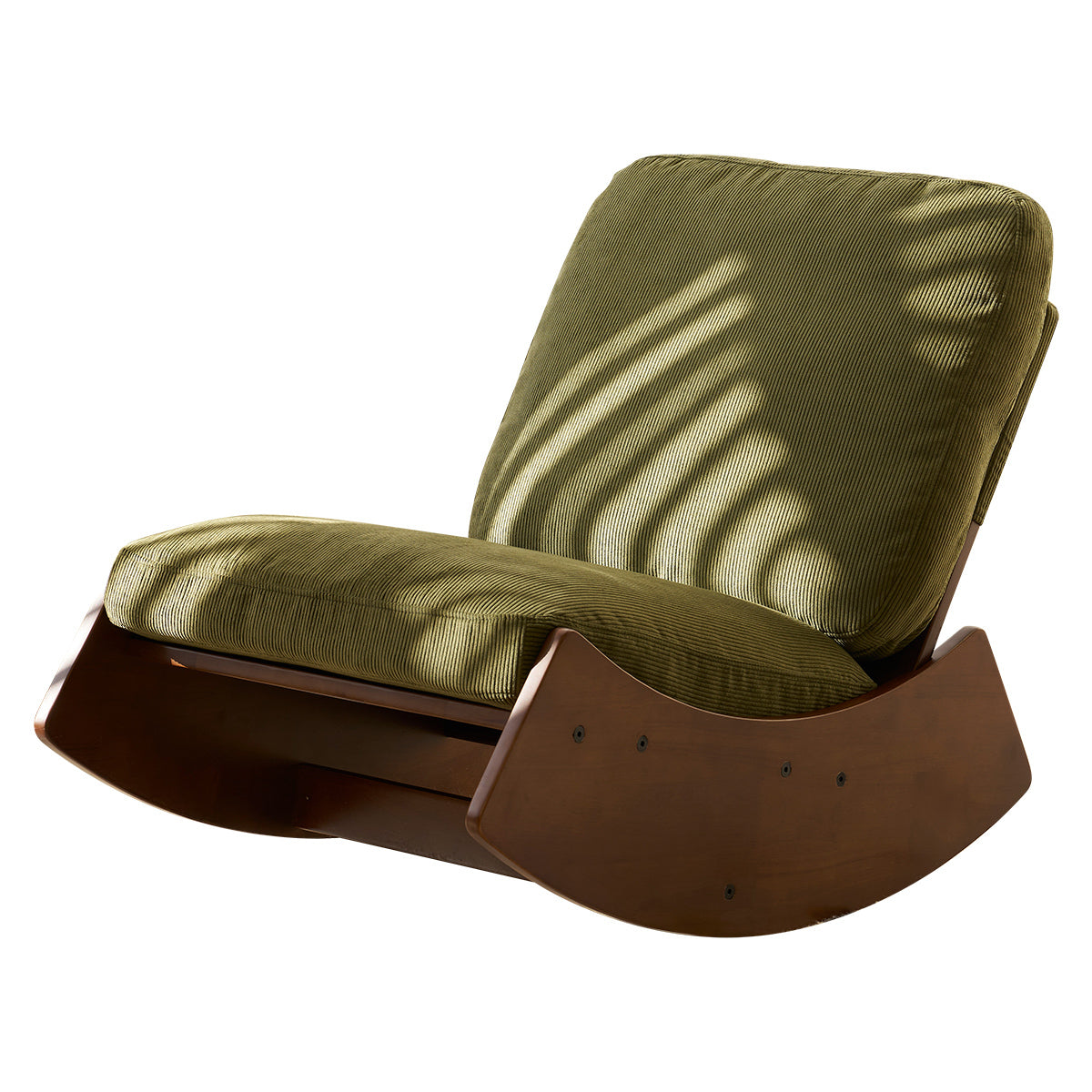 Corduroy Glider Rocking Chair with Solid Wood Frame