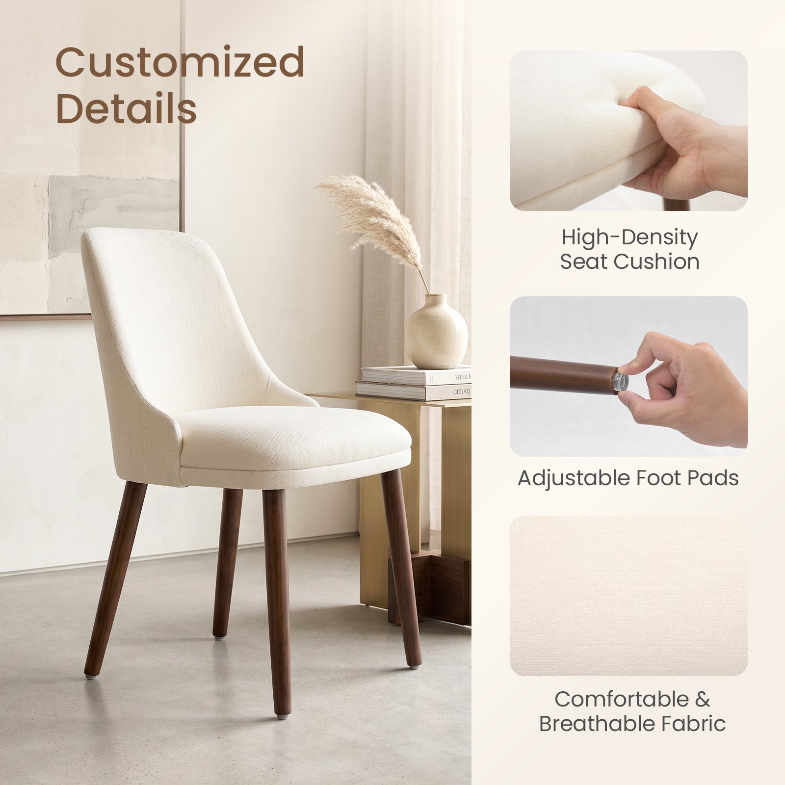 Firmoz Modern Soft Chenille Upholstered Side Chair Dining Chairs