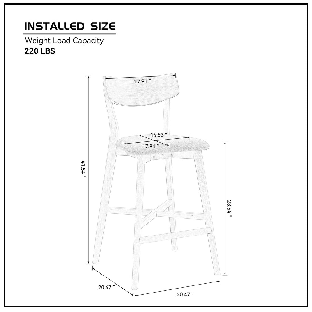 Modern Wooden Bar Chairs (Set of 2)