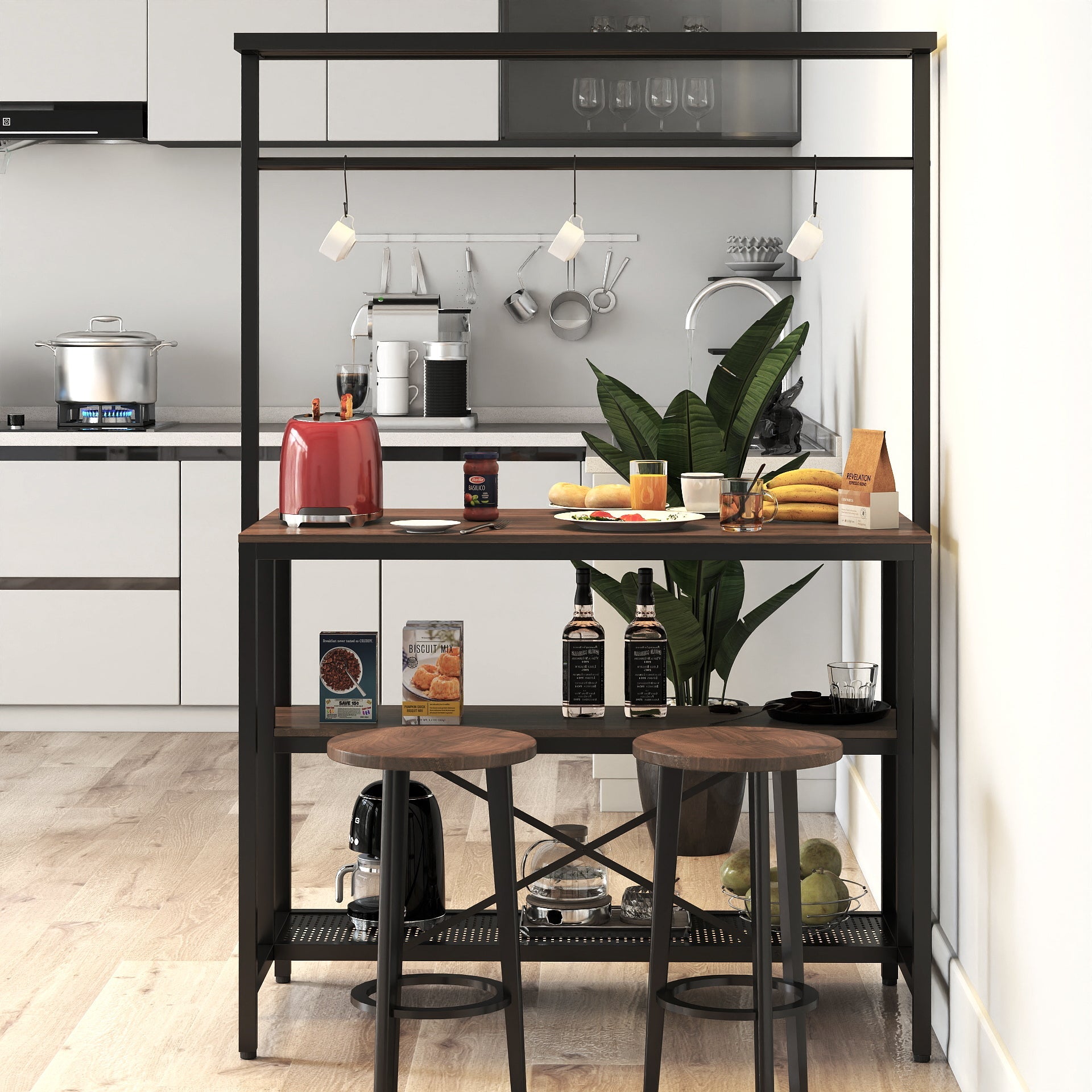 3 Tier Microwave Island Table for Kitchen