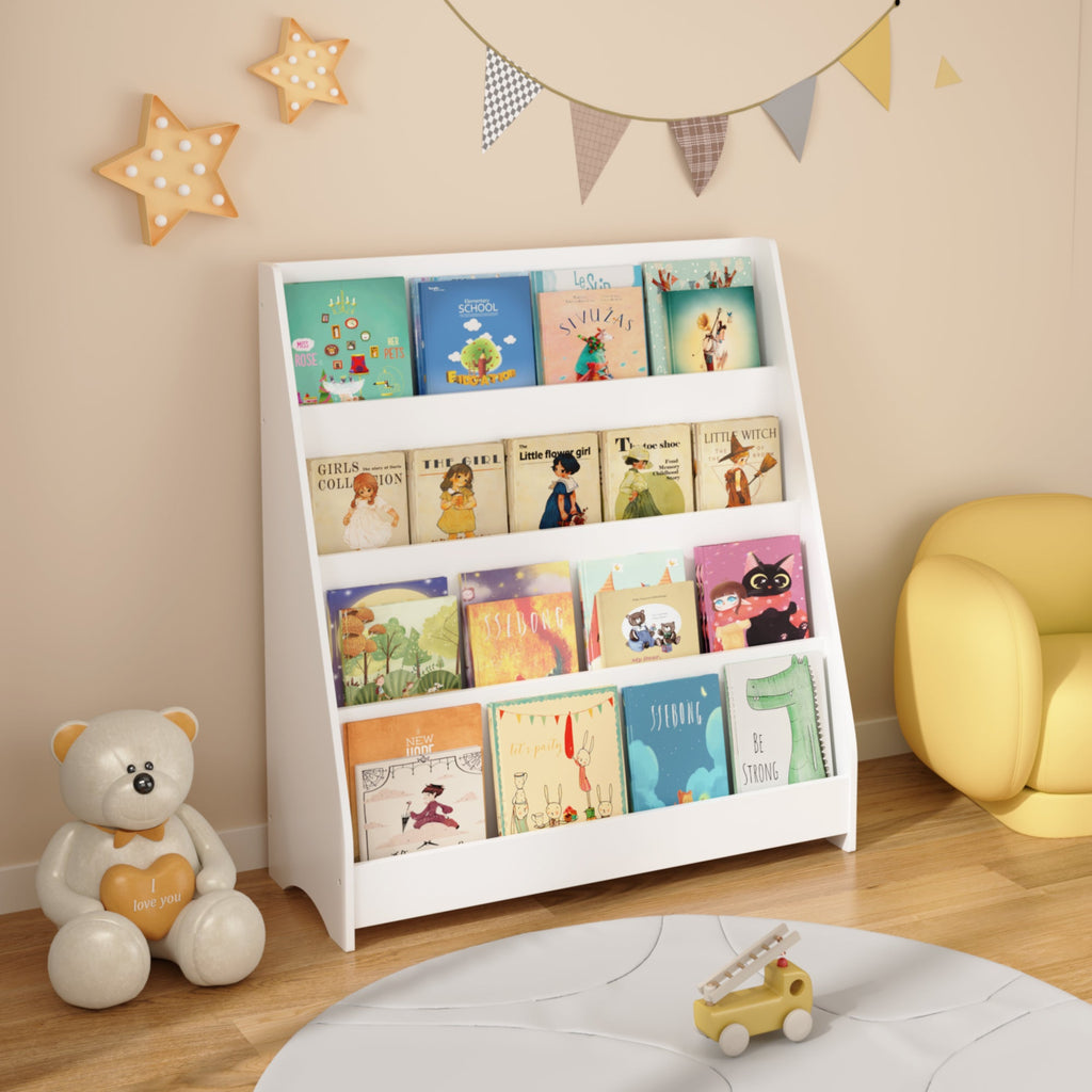 4-Tier MDF Toddler Book Display Shelves Kids Bookshelf