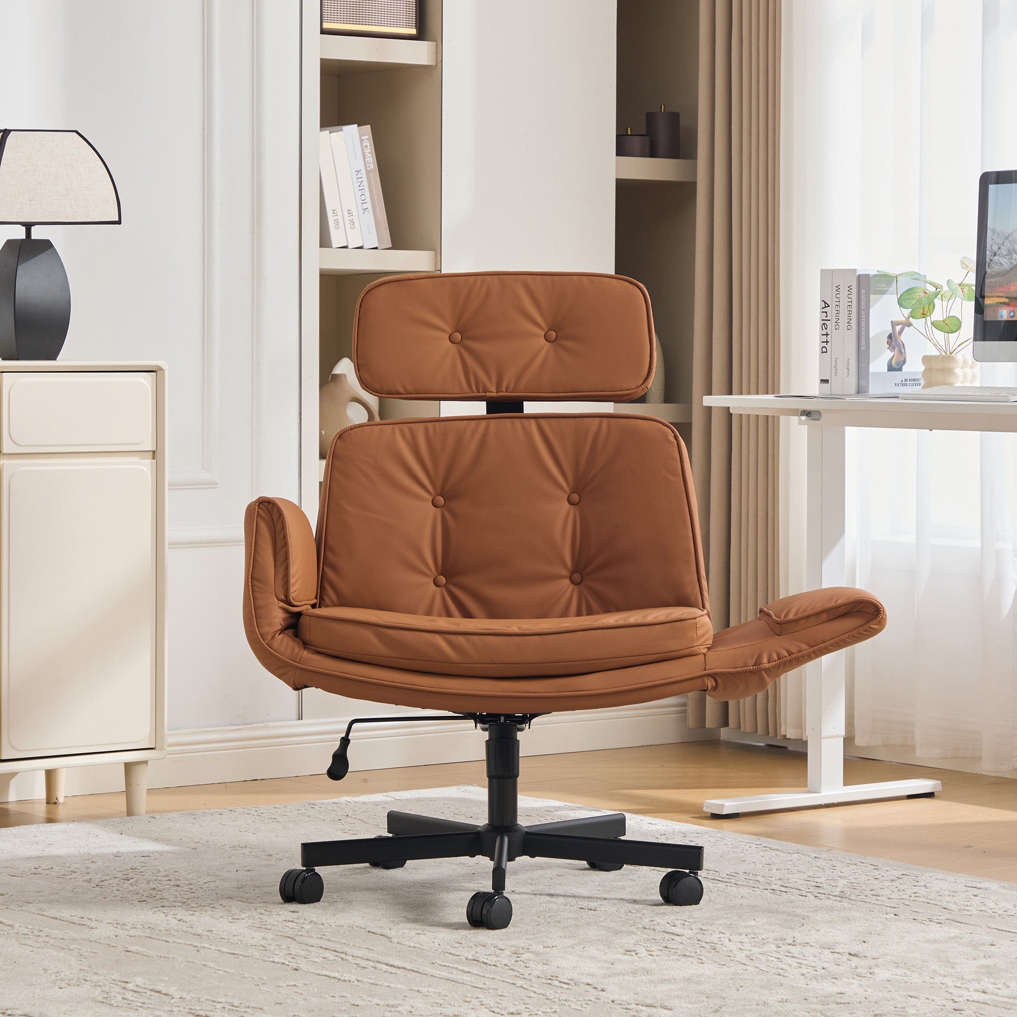 Pet Friendly Criss Cross Chair Swivel Task Office Chairs with Wide Seat