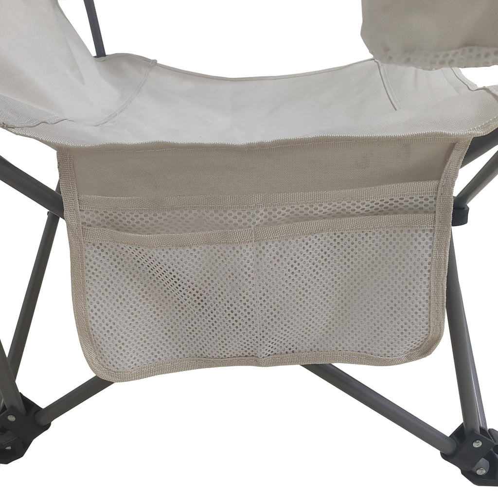 Outdoor Camping Chair Folding Reclining with Side Pockets and Cup Holder
