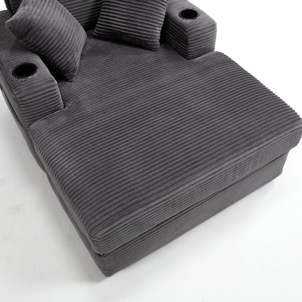 Corduroy Upholstered Chaise Lounge Sofa