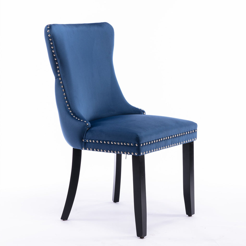 Modern Velvet Upholstered Wing-Back Dining Chairs (Set of 2)