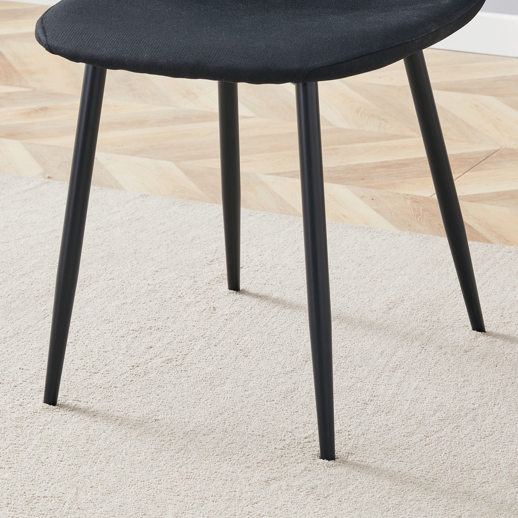 Luxury Simple Chair Black Linen Dining Chair  (Set of 4)