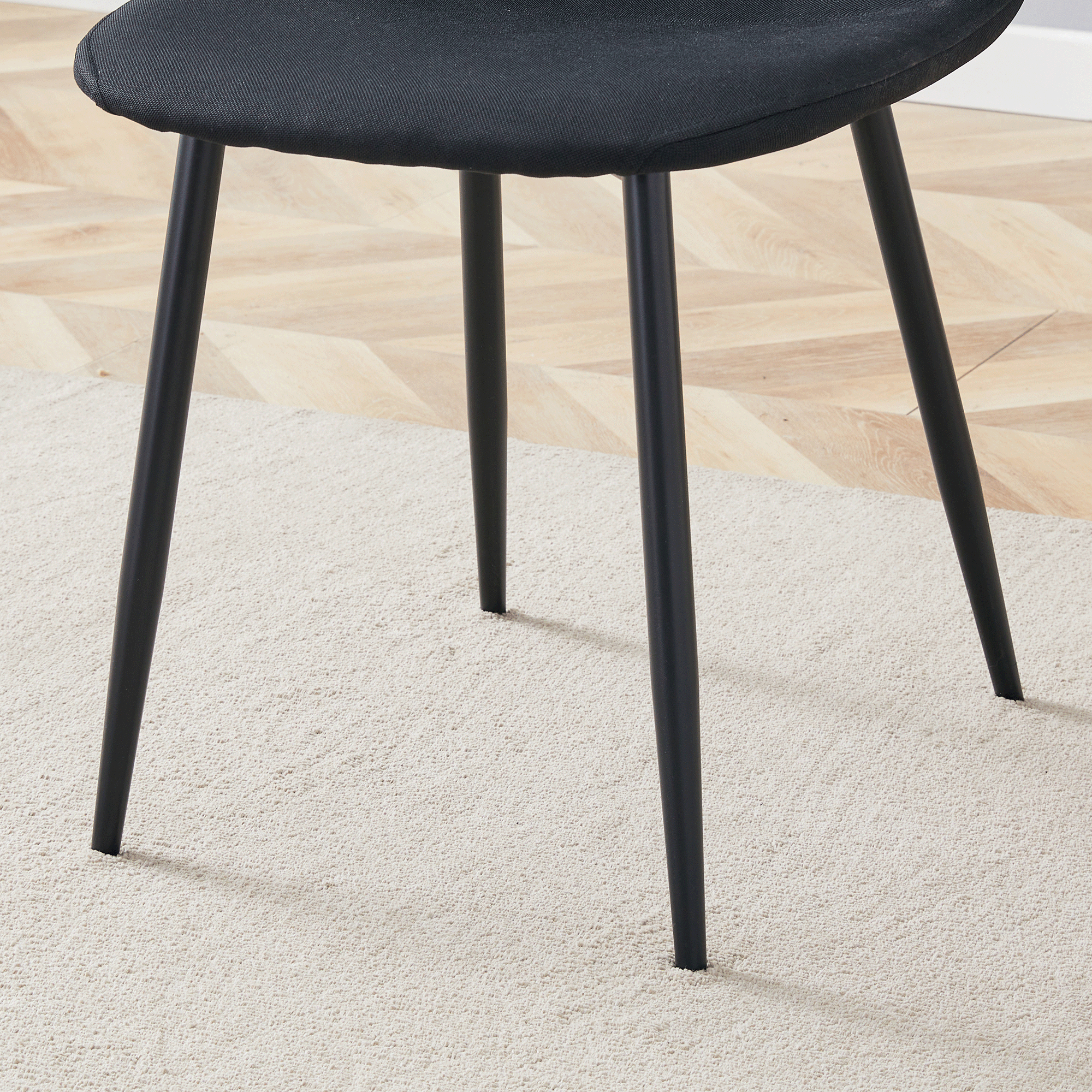Luxury Simple Chair Black Linen Dining Chair  (Set of 4)