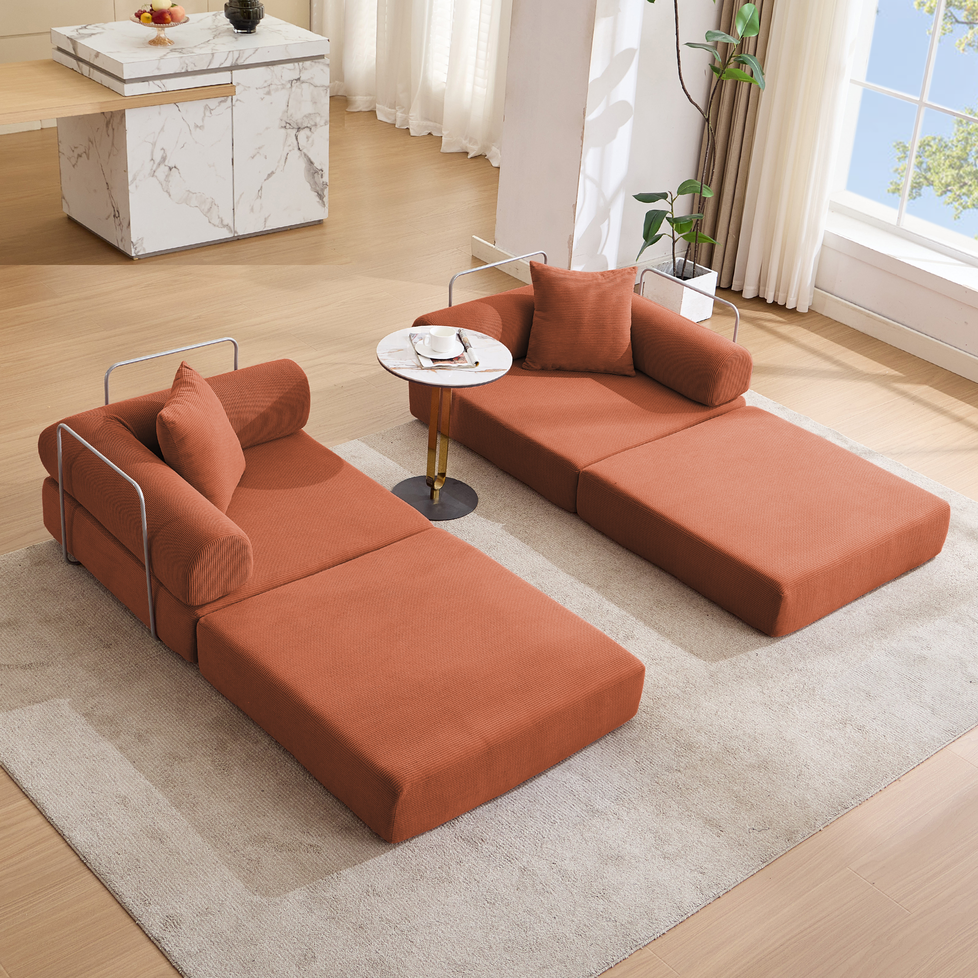 2 Seat Convertible Couch Folding Mattress Couch Sofa Bed