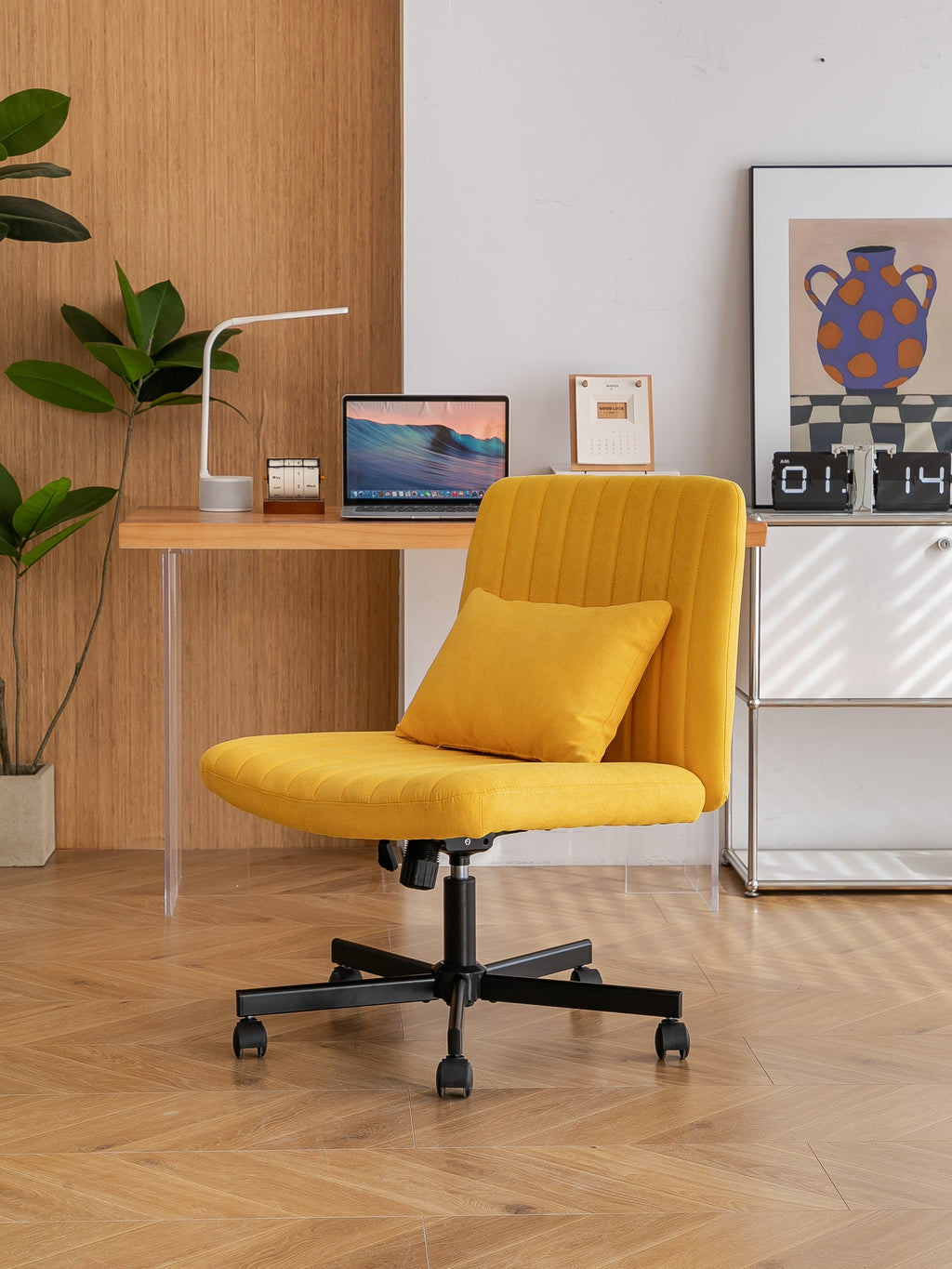 Criss Cross Armless Office Chair with Wheels