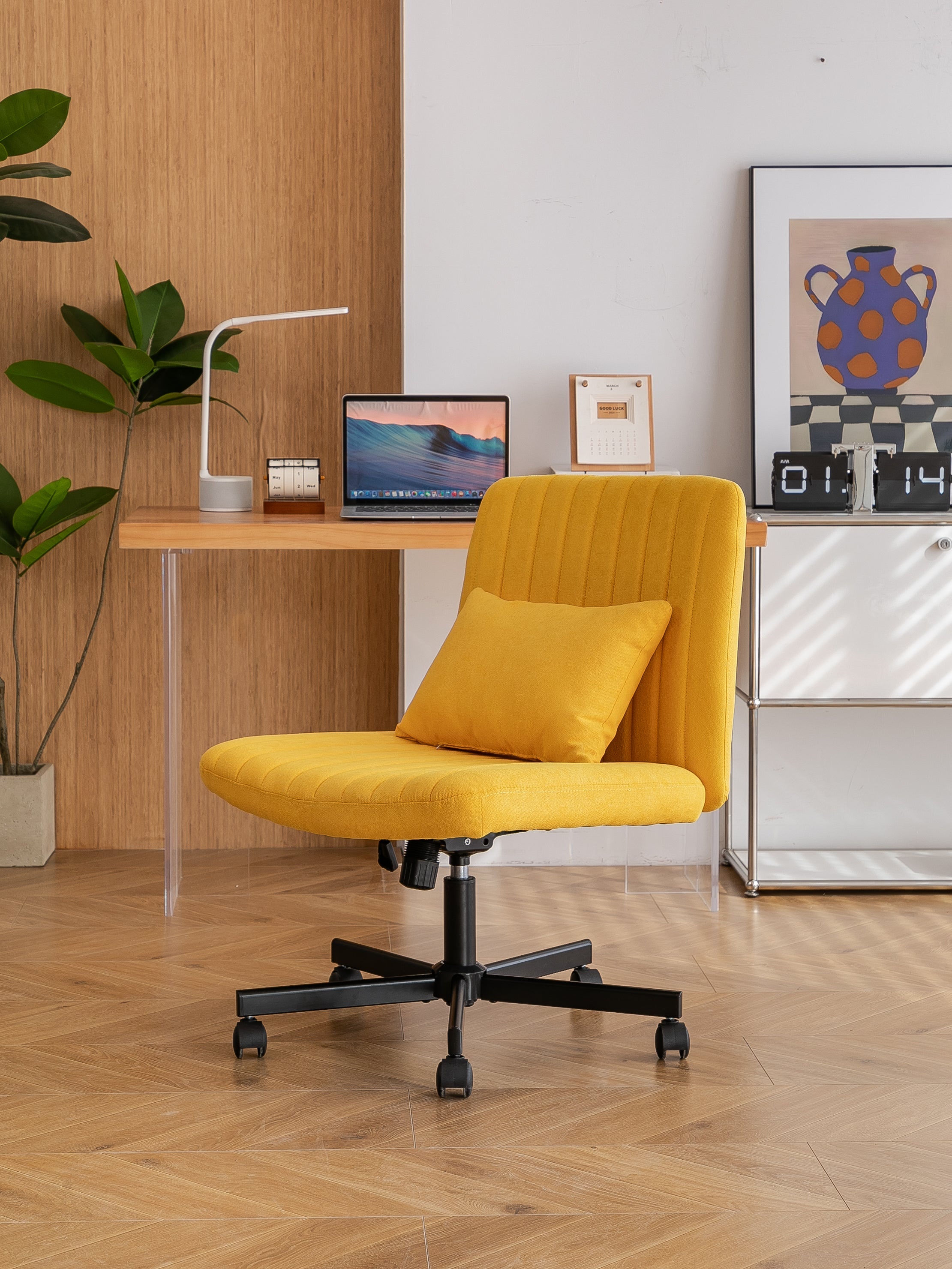 Criss Cross Armless Office Chair with Wheels