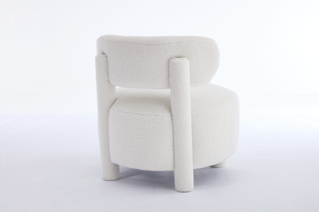 Fur/Teddy Fabric Armless Accent Chair with Curved Backrest