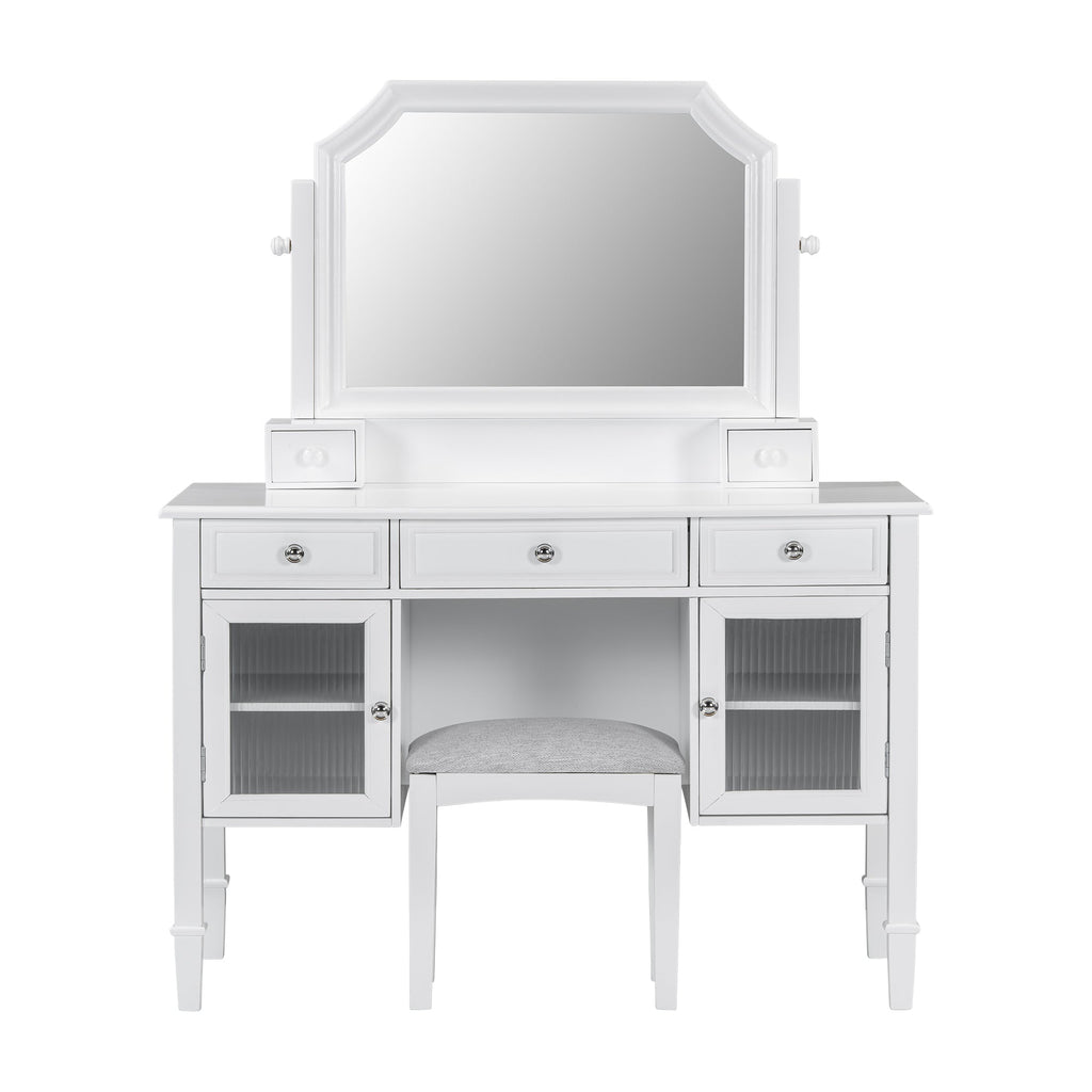 Elegant White Makeup Vanity Desk
