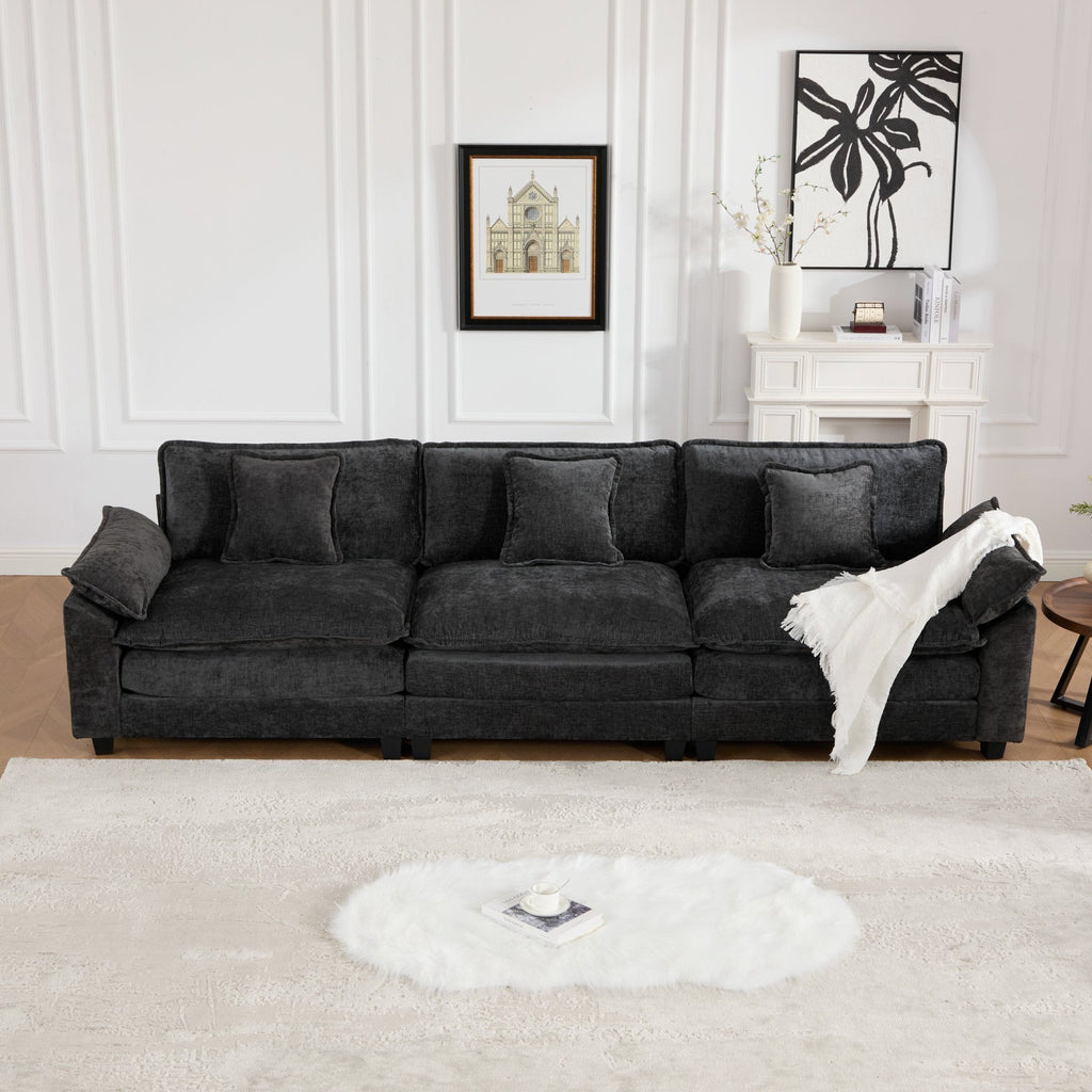 Modern Comfy Upholstered Seat Cushion Sectional Couch (Ottoman is Not Included)