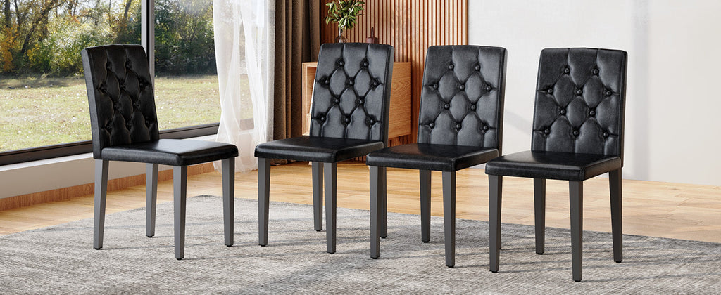 35 Inches Black PU Dining Chairs (Set of 4)