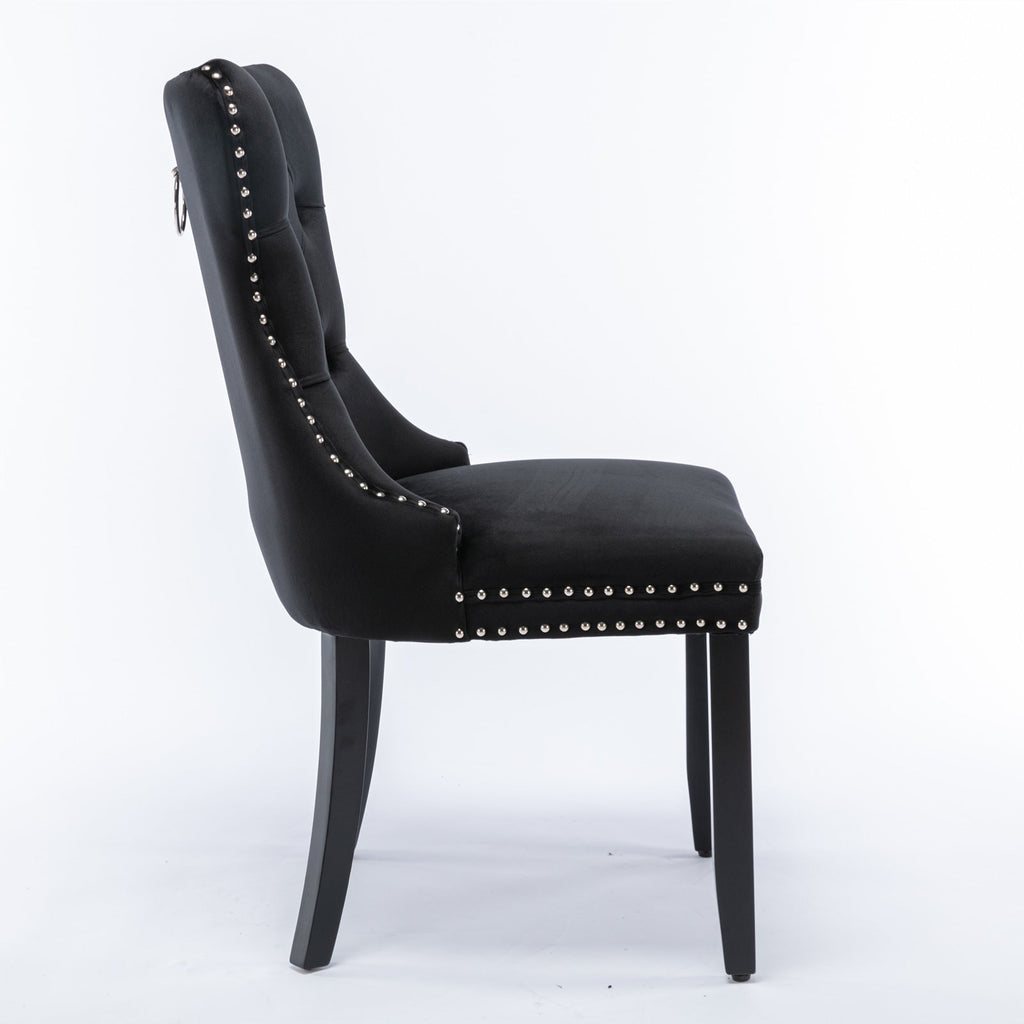 Modern High-end Tufted Solid Wood Velvet Dining Chair(Set of 2)