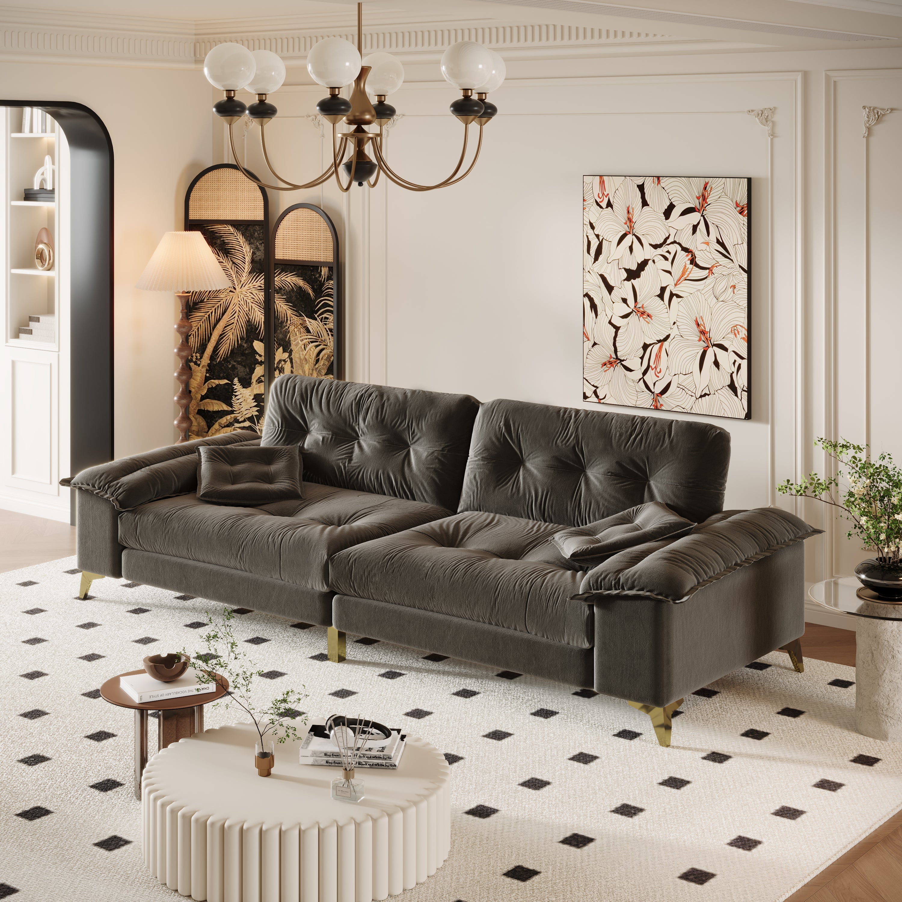 104.7 ' Modern 4-Seat Cloud Sofa with Wide Removable Armrests
