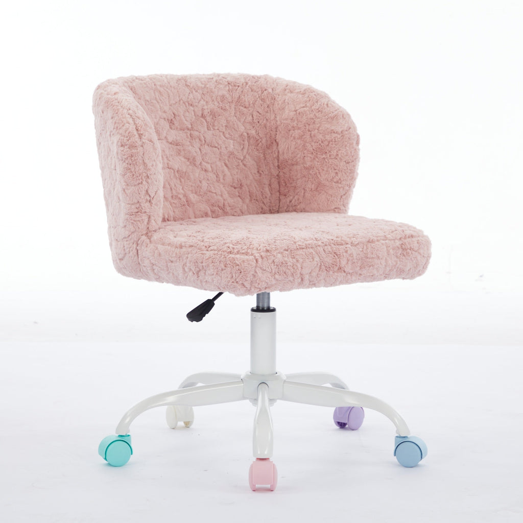 Artificial Rabbit Hair Adjustable Office Chair with Metal Base