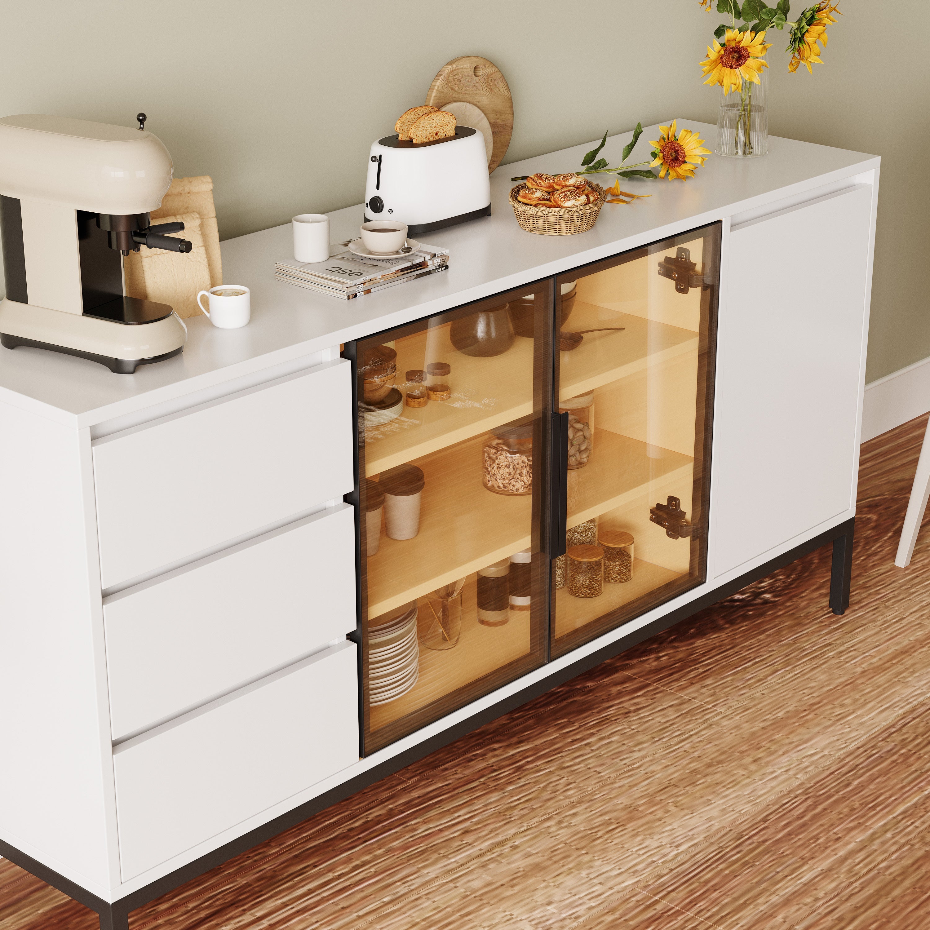 Wood Buffet Cabinet with Storage