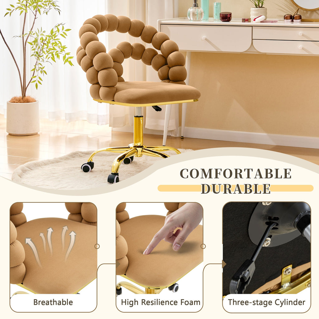 Coloful Modern Velvet Adjustable Swivel Desk Chair with Bubble Back